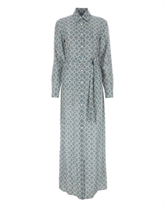 Платье-рубашка с геометрическим принтом, синий Prada