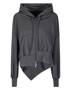 Несбалансированная толстовка с капюшоном на молнии, черный Yohji yamamoto