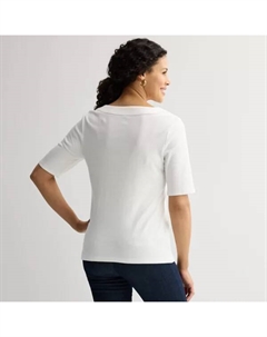 Женский топ с разрезом на локтях и вырезом-буфом, белый Croft & barrow