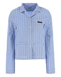 Полосатая рубашка с карманом, синий Miu miu