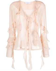 Шелковая блузка с оборками, розовый Blumarine