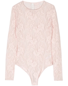 Кружевное боди с длинными рукавами, розовый Zimmermann