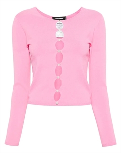 Кардиган с вырезами и искусственным жемчугом, розовый Dsquared2