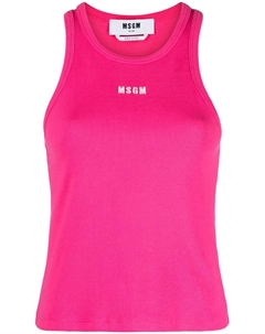 Топ в рубчик с вышитым логотипом, розовый Msgm