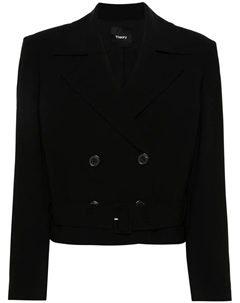 Укороченная двубортная куртка, черный Theory