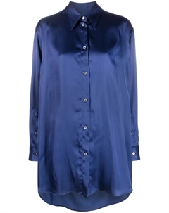 Атласная рубашка оверсайз с вырезом, синий Mm6 maison margiela