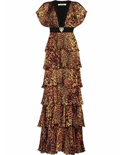 Вечернее платье с леопардовым принтом, черный Roberto cavalli
