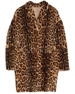 Кожаное пальто с принтом, коричневый Yves salomon