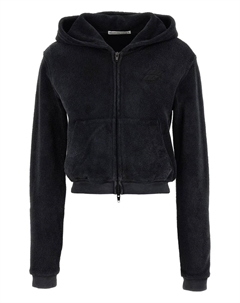 Толстовка с капюшоном на молнии с вышитым логотипом, черный Alexander wang