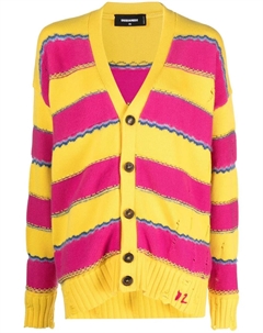 Полосатый кардиган с V-образным вырезом, розовый Dsquared2