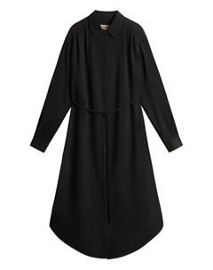 Платье-рубашка миди с поясом, черный Woolrich