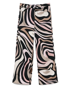 Брюки прямого кроя с принтом Marmo, черный Pucci