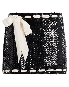 Мини-юбка с бантом, черный Loveshackfancy