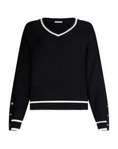 Свитер с контрастной отделкой, черный Liu jo