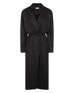 Платье-рубашка миди с запахом, черный Brunello cucinelli