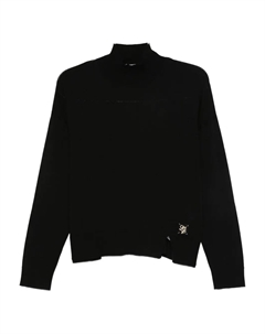 Свитер с высоким воротом и разрезом по низу, черный Liu jo