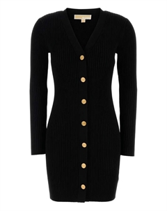 Мини-платье с ребристым лифом и пуговицами спереди, черный Michael michael kors