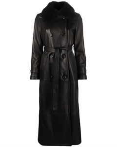 Двубортное пальто с меховым воротником, черный Blancha