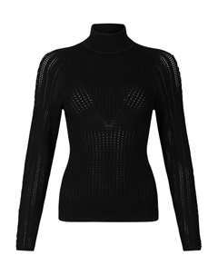 Перфорированный свитер с высоким воротом, черный Liu jo