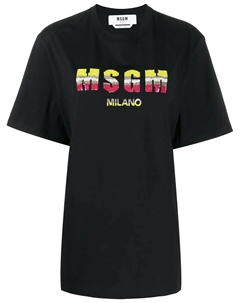 Футболка с логотипом из пайеток, черный Msgm