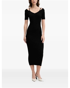 Платье миди с вырезом на плече, черный Hugo