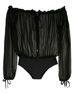 Боди с оборками и открытыми плечами, черный Amir slama