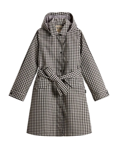 Непромокаемый тренч в клетку гингем, черный Woolrich