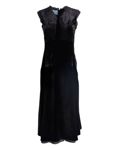 Бархатное платье с бантом, черный Prada