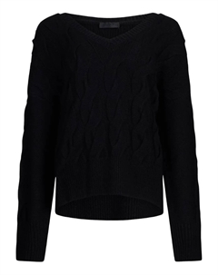 Свитер с V-образным вырезом косой вязки, черный Liu jo