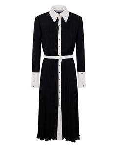 Плиссированное платье миди на пуговицах, черный Elisabetta franchi