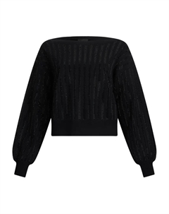 Свитер с рукавами-буфами, украшенный стразами, черный Liu jo