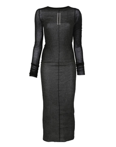 Платье миди с длинными рукавами в рубчик, черный Rick owens