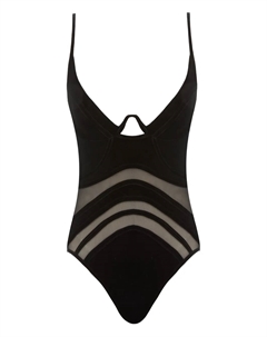 Боди из бархата с сетчатыми вставками, черный Zimmermann