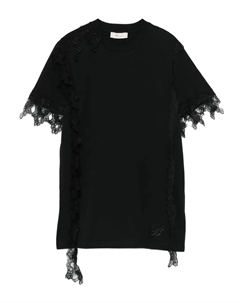 Топ с короткими рукавами и кружевом, черный Blumarine