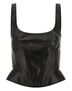 Кожаный топ-бюстье Peplos, черный Ermanno scervino