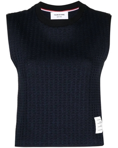 Жаккардовый топ с нашивкой-логотипом, синий Thom browne