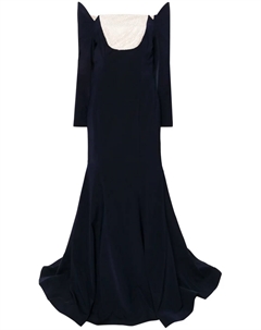 Вечернее платье с открытыми плечами, синий Bazza alzouman