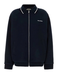 Куртка на молнии с воротником-поло, синий Miu miu