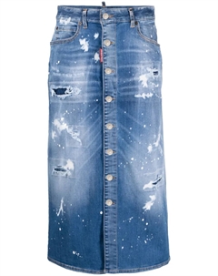 Джинсовая юбка мини с эффектом потертости, синий Dsquared2