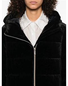 Стеганое бархатное пальто с капюшоном, черный Geox