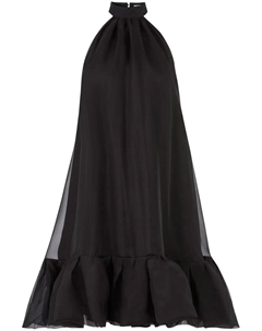 Платье мини с вырезом халтер и баской, черный Nina ricci