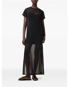 Длинное дневное платье с сетчатыми вставками, черный Allsaints