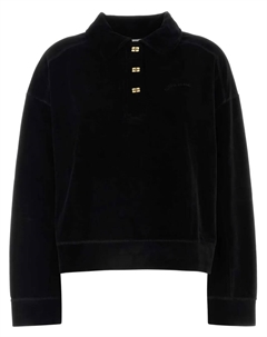 Велюровая рубашка поло, черный Ganni