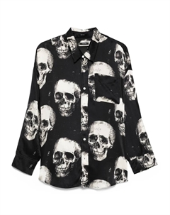 Шелковая рубашка с принтом черепа, черный R13
