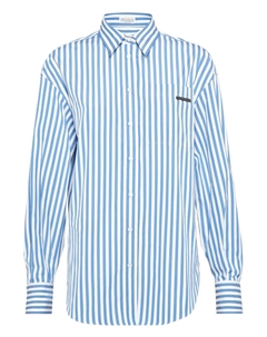 Поплиновая рубашка в полоску, синий Brunello cucinelli