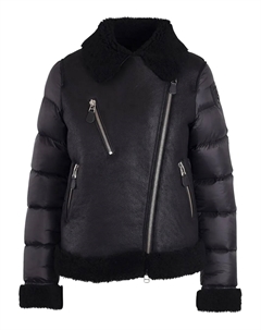 Пуховик со вставками из овчины, черный Blauer