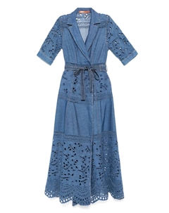 Платье макси с кружевом, синий Ermanno scervino