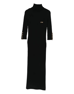 Платье в рубчик с высоким воротником, черный Elisabetta franchi