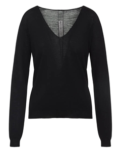 Шерстяной свитер с V-образным вырезом, черный Rick owens