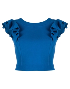 Укороченный топ с оборками, синий Liu jo